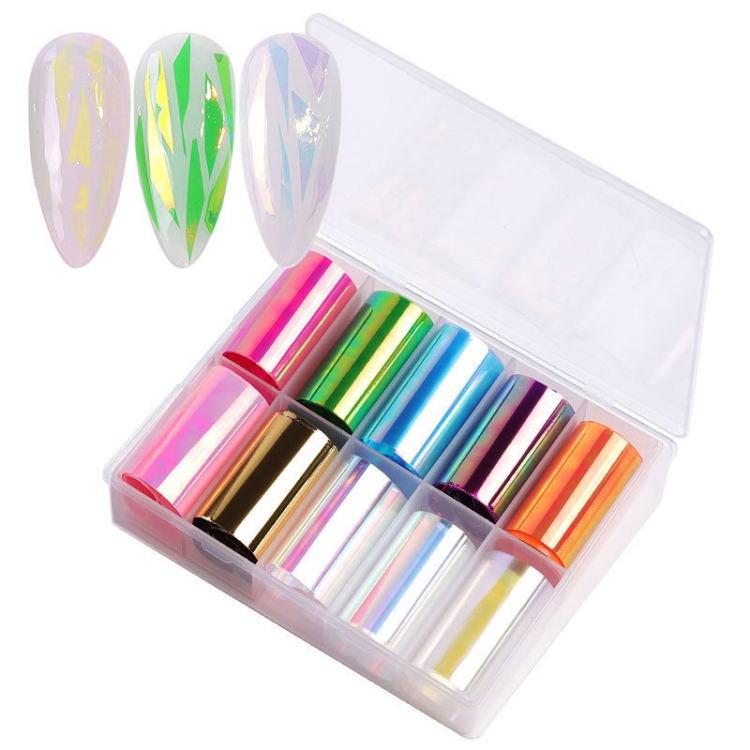 

Ice Cube Nail Art Accessories Nail Art Aurora Colorful Cellophane, Specification type: 4 Boxes 4 x 100cm (01)