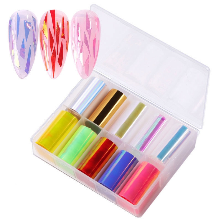 

Ice Cube Nail Art Accessories Nail Art Aurora Colorful Cellophane, Specification type: 4 Boxes 4 x 100cm (02)