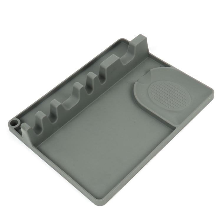 

2 in 1 Kitchen Silicone Spoon Holder Shelf Large (Gray)