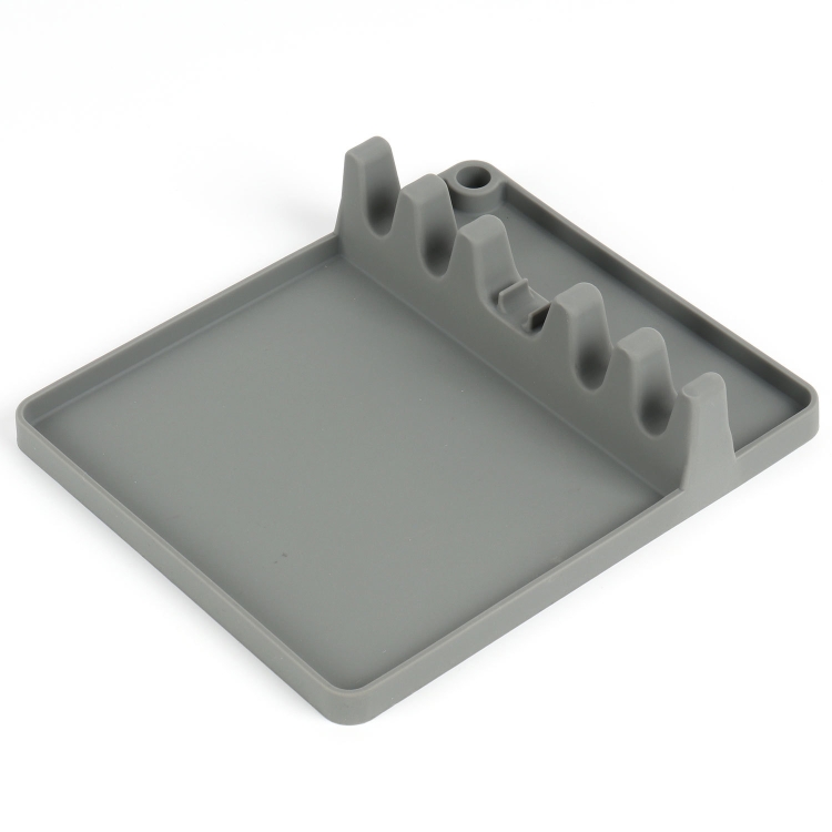 

2 in 1 Kitchen Silicone Spoon Holder Shelf Medium (Gray)