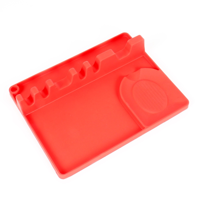 

2 in 1 Kitchen Silicone Spoon Holder Shelf Large (Red)