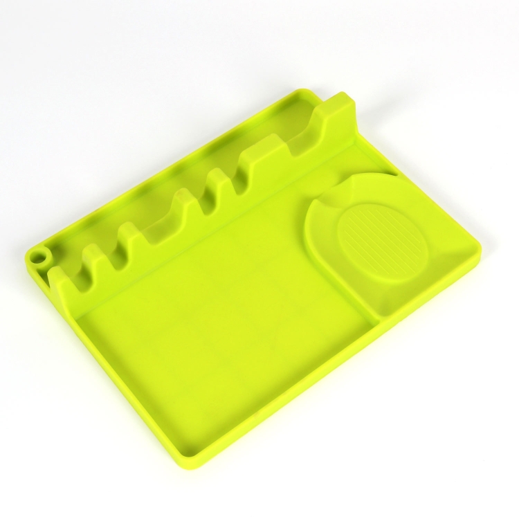 

2 in 1 Kitchen Silicone Spoon Holder Shelf Large (Green)