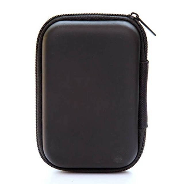

2 PCS Portable Zipper Earphone Case Leather Earphone Storage Box USB Cable Organizer(Rectangle Black)