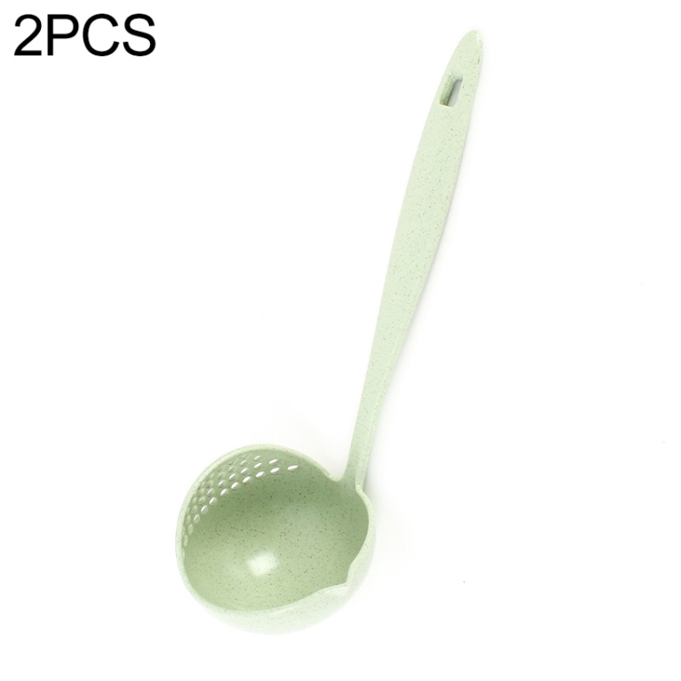

2 PCS Wheat Straw Dual-use Soup Spoon Colander Environmental Tableware