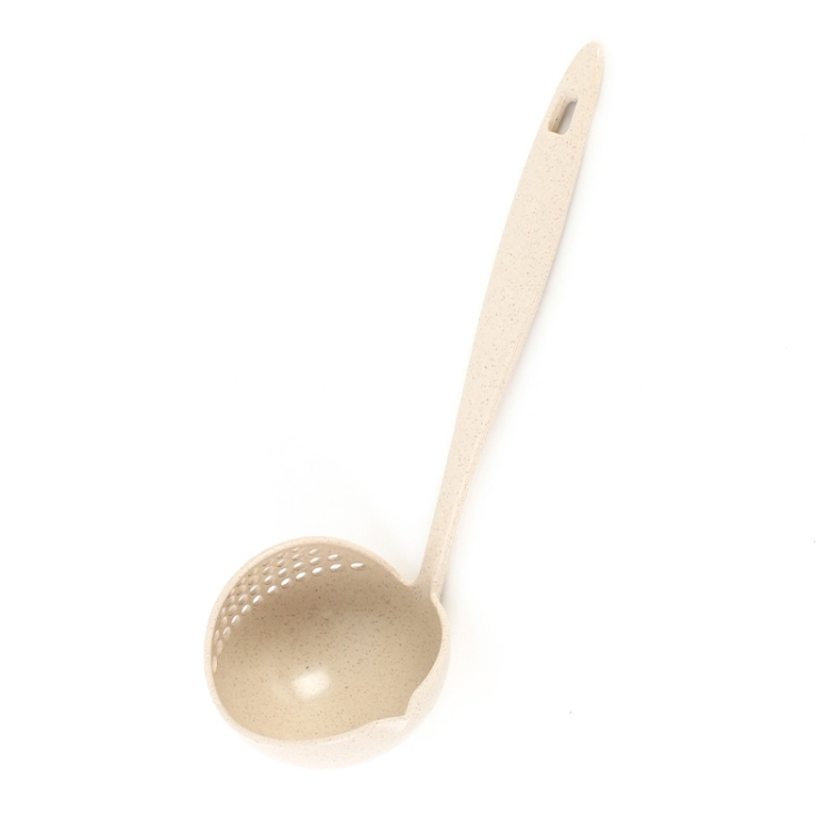 

2 PCS Wheat Straw Dual-use Soup Spoon Colander Environmental Tableware