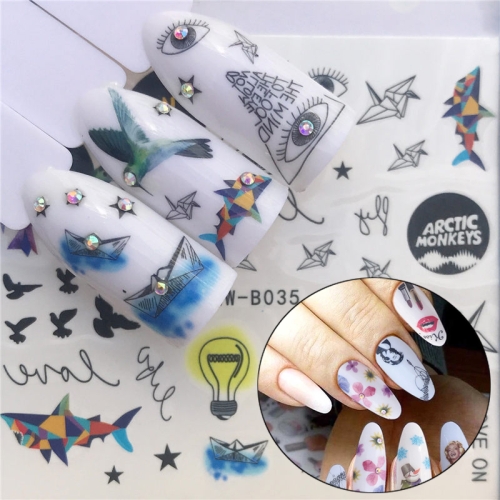 

3 PCS Nail Sticker Set Decal Water Transfer Slider Nails Art Decoration, Color:YZWB035