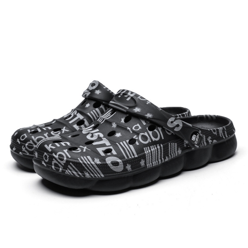 

Spring And Summer Men EVA Casual Breathable Sandals Letter Beach Shoes Slippers, Size: 39(Black)