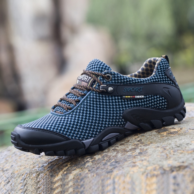 

Summer Men Outdoor Sports Shoes Mesh Breathable Hiking Shoes, Size: 42(Lake Blue)