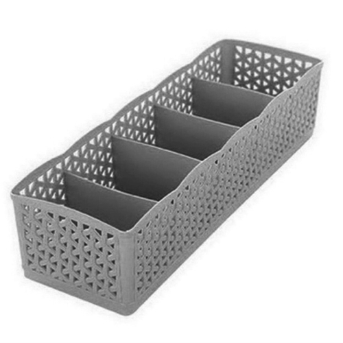 

Grids Wardrobe Storage Box Women Men Socks Bra Underwear Plastic Storage Basket(Gray)