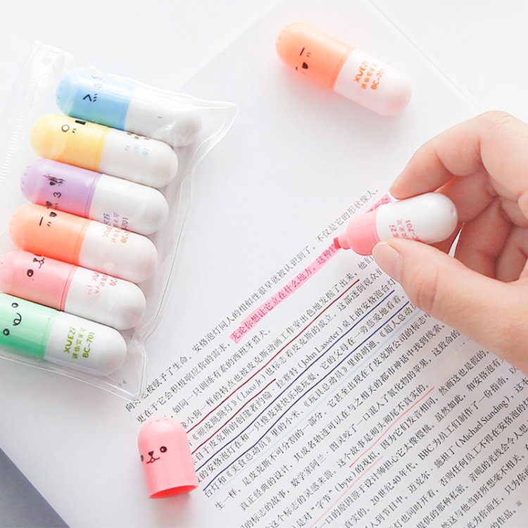 

10 PCS Capsules Highlighter Vitamin Pill Highlight Marker Color Pens,Size: 5.2x1.7cm