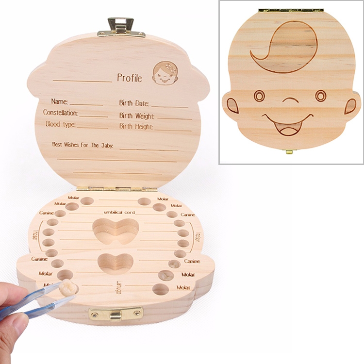

Wood Baby Teeth Box Organizer Milk Teeth Storage Box, Language:French(Boy)