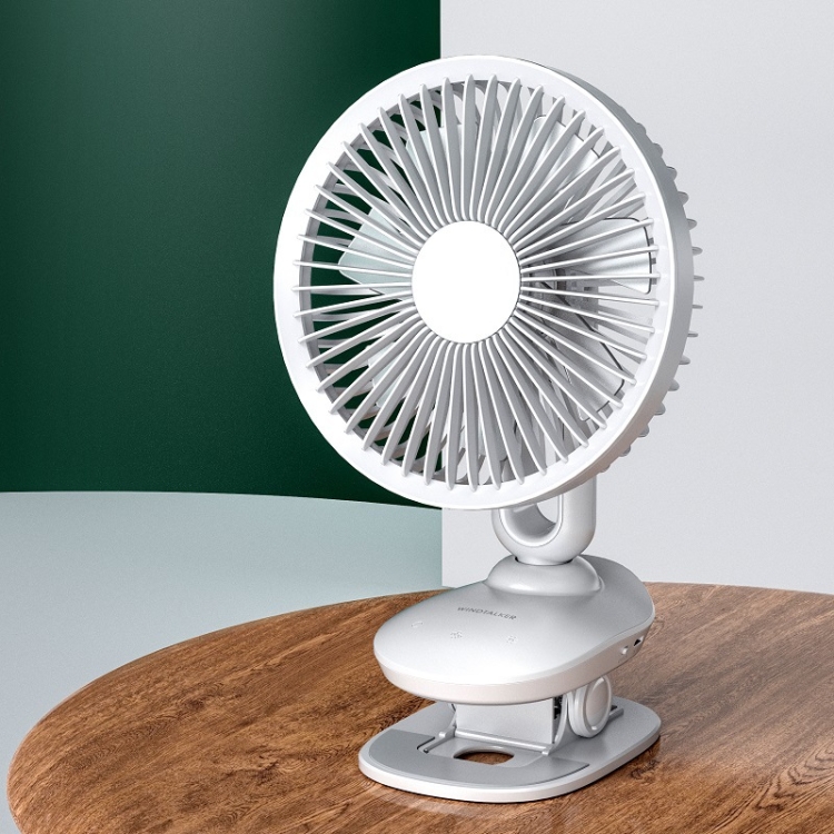 

F8 Automatic Shaking Clip Fan Multifunctional USB Mini Office Student Dormitory Night Light Fan(White)