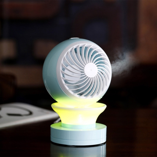 

QM-06 USB Portable Mini Fan LED Luminous Spray Humidifying Desktop Office Fan(Blue)