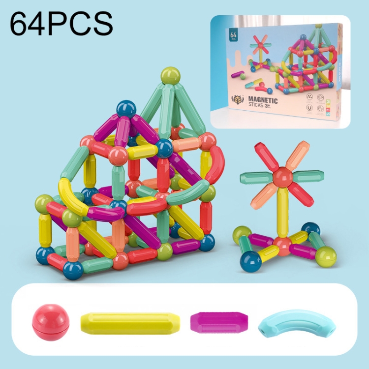 

64 PCS / Set Children Inserting Magnetic Building Blocks Intelligence Early Education Assembled Magnetic Sticks