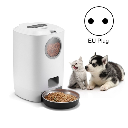 

4.5L Smart Pet Cat Dog Bowl Food Automatic Dispenser Feeder With Timer Auto Electronic Feeder With Metal Food Tray, Specification: EU Plug