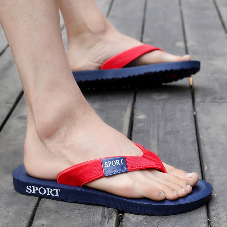 

Men Antiskid Slippers Casual Beach Shoes Flip Flops, Size: 44(Blue)