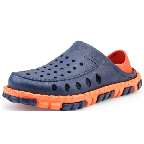 

Summer Men Sandals Hollow Slippers Seaside Antiskid Beach Shoes, Size: 41(Blue+Orange)