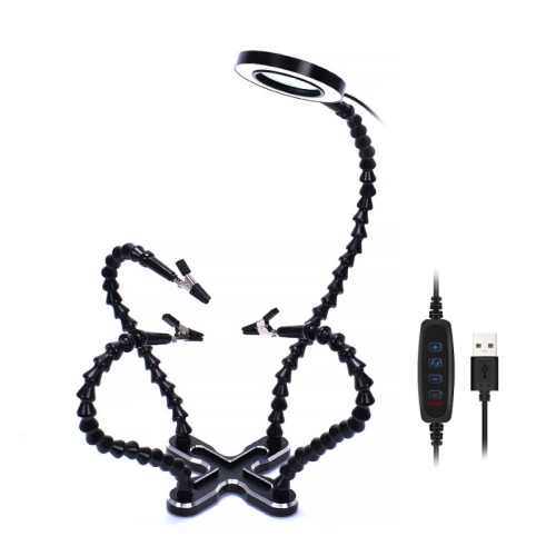 

Aluminum Alloy 4-Claw Aircraft Model Universal Arm With Light & Welding Station(N-CSBKM-BK9 Black)