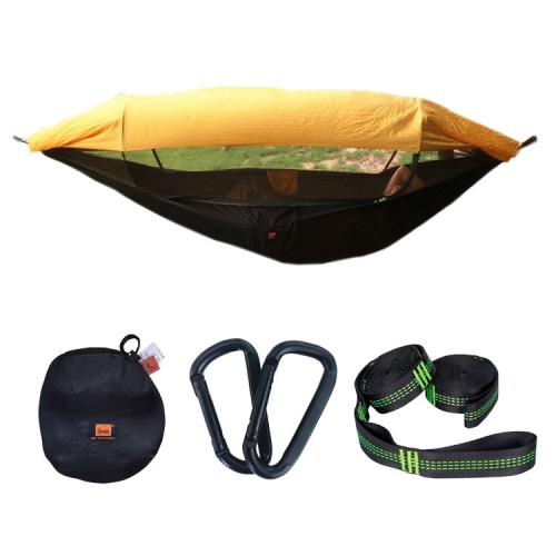 

Parachute Cloth Anti-Mosquito Sunshade With Mosquito Net Hammock Outdoor Single Double Swing Off The Ground Aerial Tent 250x120cm (Black / Orange)