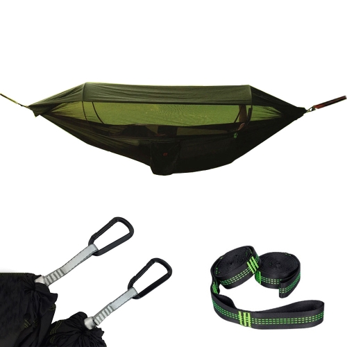 

Parachute Cloth Anti-Mosquito Sunshade With Mosquito Net Hammock Outdoor Single Double Swing Off The Ground Aerial Tent 250x120cm (Army Green)