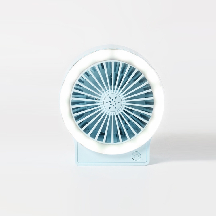 

USB Charging Folding Fan With Lamp Student Bedside Table Fan With Mobile Phone Holder(Light Blue)