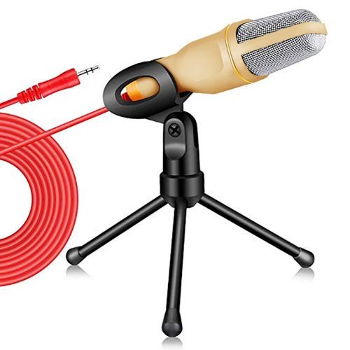 

SF-666 Computer Voice Microphone With Adapter Cable Anchor Mobile Phone Video Wired Microphone With Bracketcket, Colour: Golden