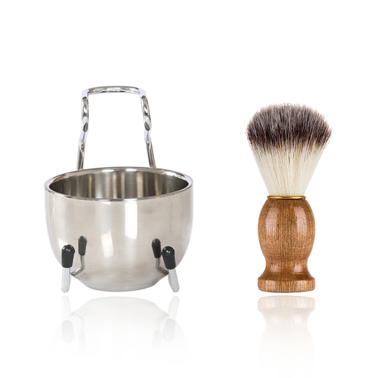 

B3004 3 Pcs/Set Men Styling Tools Nylon Beard Brush Rack Foam Bowl(3 Pcs/Set )