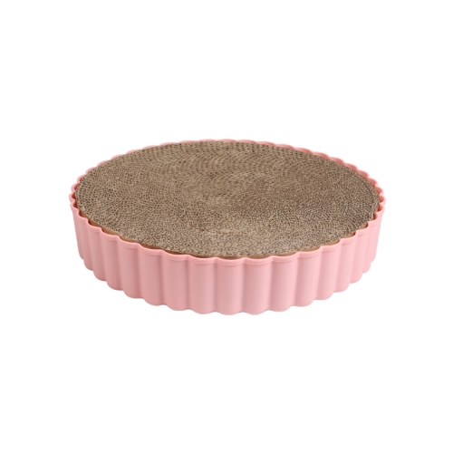 

Cat Litter Round High-Density Wear-Resistant Plastic Shell Corrugated Cat Scratching Board Inner Core Can Be Replaced, Specification: Large Diameter 39.5cm(Pink)