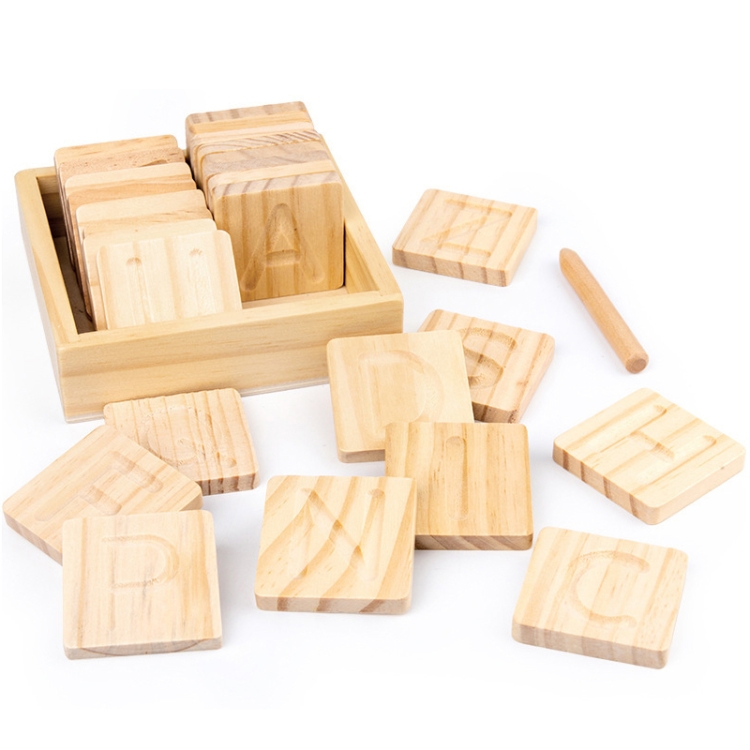 

Children Learning Teaching Tool Double-Sided Wooden Groove Handwriting Exercise Board(Capital Letters )