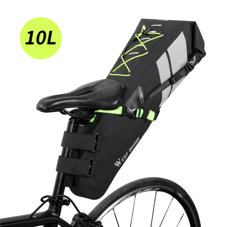 

10L West Biking Bicycle Bag Full Waterproof Reflective Tail Bag Long-Distance Capacity Rear Seat Bag