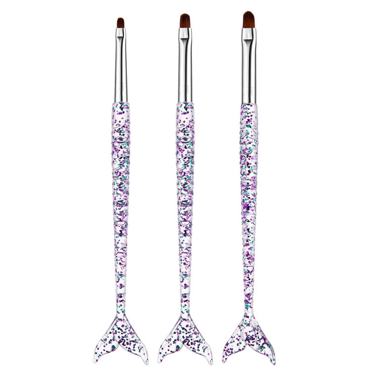 

3 PCS 3 in 1 Nail Art Draw Line Abd Light Therapy Pen Fishtail Clear Purple Green Nail Pen, Color Classification: Light Therapy Pen