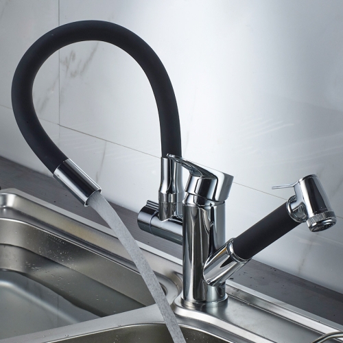 

Kitchen Pull-Out Double Faucet Water Table Hot And Cold Water Faucet, Specification: Round Universal Distortion