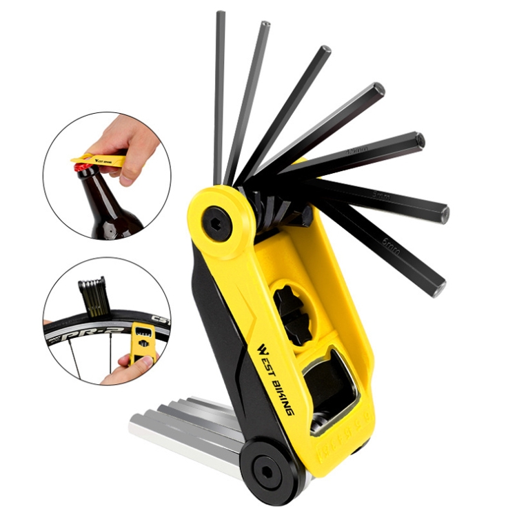 

West Biking 16 In 1 Bicycle Repair Tool Multi-Function Wrench Hex Tool Riding Equipment(Black Yellow)