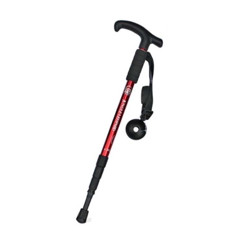 

JUNGLELEOPARD Four-Section Curved Handle Aluminum Alloy Trekking Pole, Length: 52-110cm(Red)