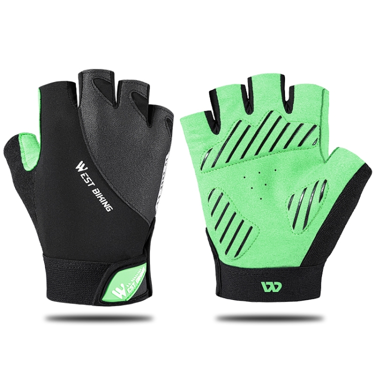 

WEST BIKING YP0211210 Mountain Cycling Gloves Half Finger Breathable Anti-Slip Gloves Riding Equipment, Size: L(Light Green)