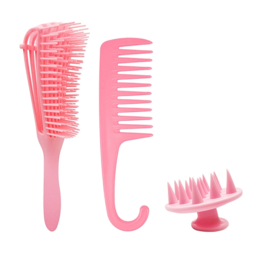 

Travel Home Hairdressing Comb Set Massage Comb Shampoo With Big Teeth And Smooth Hair Comb(Pink)