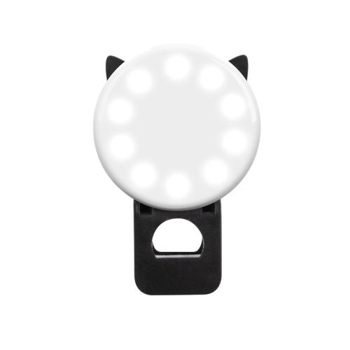 

3 PCS Beauty Selfie Round Live Clip External LED Cartoon Mobile Phone Mini Fill Light(Black)