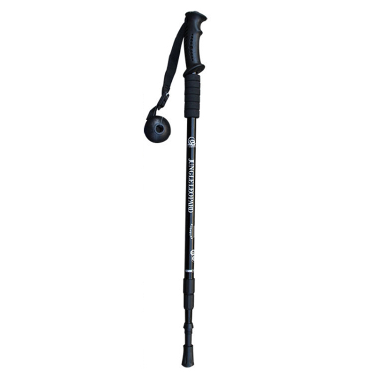 

JUNGLELEOPARD 3-Section Straight Handle Aluminum Trekking Pole Multifunctional Walking Hand Crutches, Length: 66-135cm(Black)