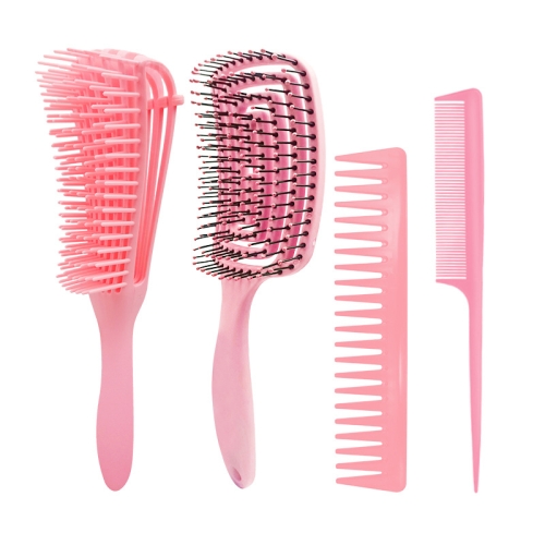 

Hairdressing Comb Set Massage Comb Octopus Smooth Hair Anti-static Pointed Tail Comb(4 PCS/Set Pink )