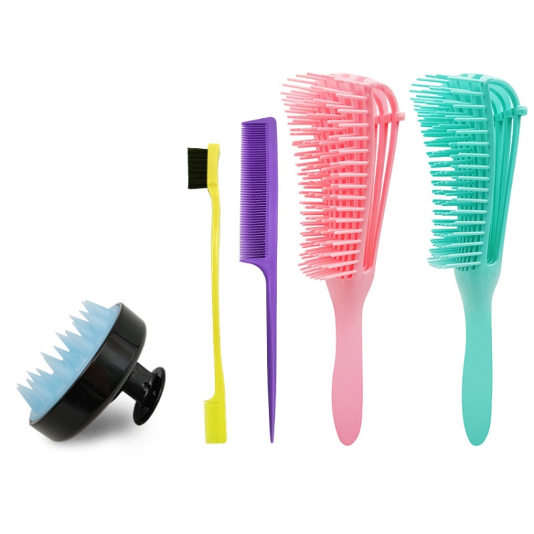 

Octopus Massage Comb Silicone Shampoo Brush Beauty Eyebrow Brush Pointed Tail Comb Set
