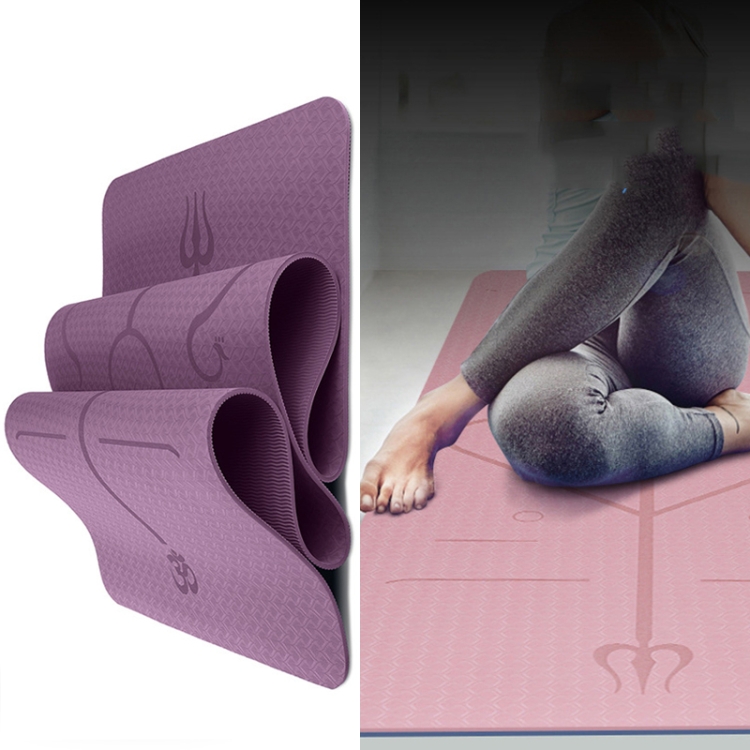 

BSJ002 TPE Double Layer Two-Color Yoga Mat Fitness Mat with Body Line, Specification: 183 x 61 x 0.8cm(Deep Purple)
