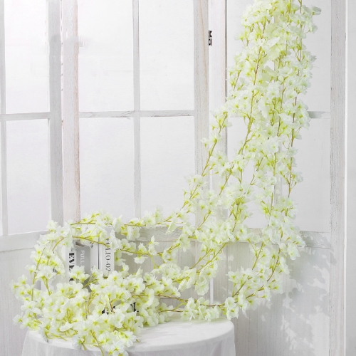 

2 PCS Simulation Sakura Rattan Plastic Decorative Flower Vine, Colour: 135 Flowers White