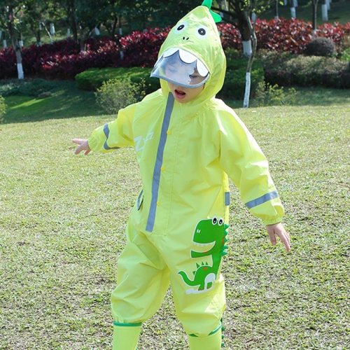 

Dinosaur Continuous Children Raincoat Boy Girl Baby Reflective Ventilator Raincoat, Size: S(Yellow)