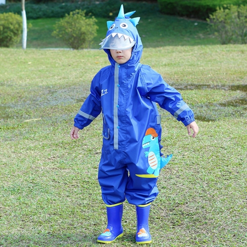 

Dinosaur Continuous Children Raincoat Boy Girl Baby Reflective Ventilator Raincoat, Size: S(Blue)