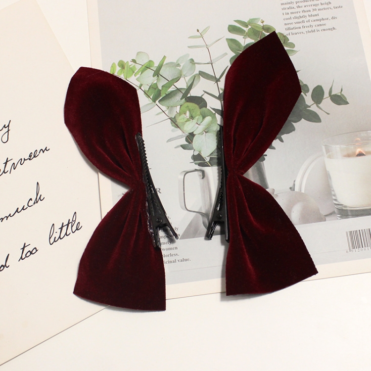 

10 Pairs Half Bow Hair Clip Retro Girl Side Duckbill Clip Hair Ornament, Colour: Red