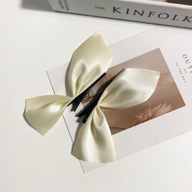 

10 Pairs Half Bow Hair Clip Retro Girl Side Duckbill Clip Hair Ornament, Colour: Polyester White