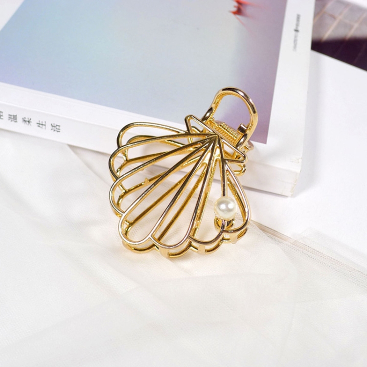 

10 PCS Metal Hair Clip Retro Large Hair Clip, Colour: Bright Gold Shell Pearl