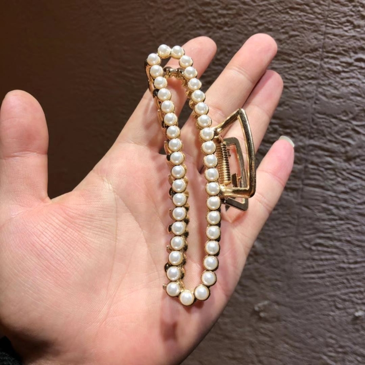 

10 PCS Metal Hair Clip Retro Large Hair Clip, Colour: Double Row Pearl Rectangular