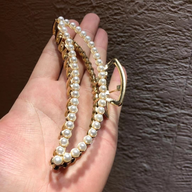 

10 PCS Metal Hair Clip Retro Large Hair Clip, Colour: Double Row Pearl Moon