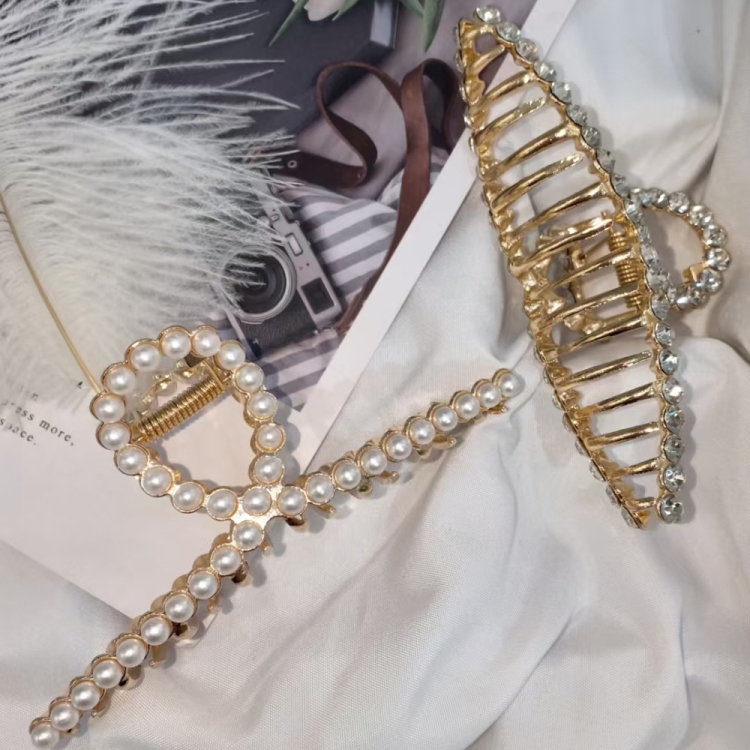 

10 PCS Metal Hair Clip Retro Large Hair Clip, Colour: Cross Pearl